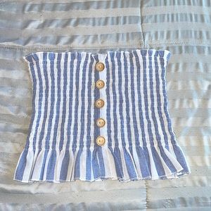 Blue and white striped tube top